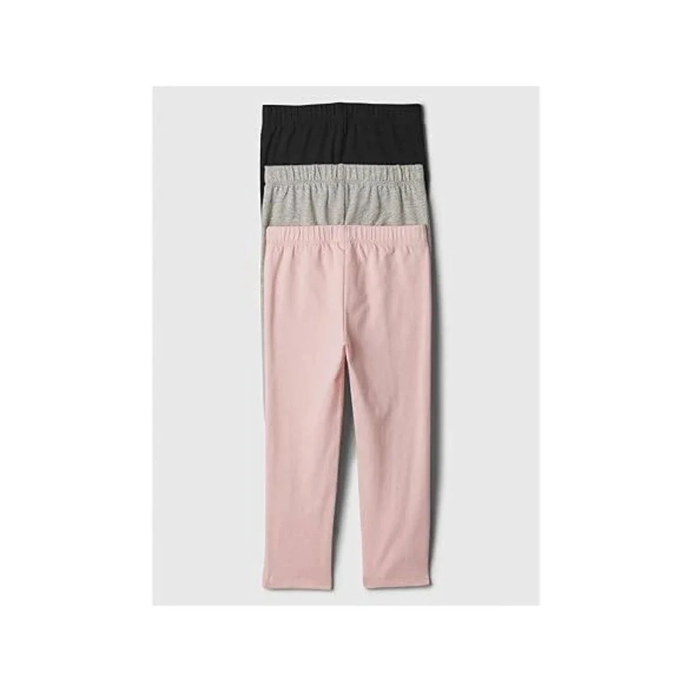 Gap Baby Girls Leggings 3 Pack Pink Grey Black Size 6-12 Months Cotton Stretch